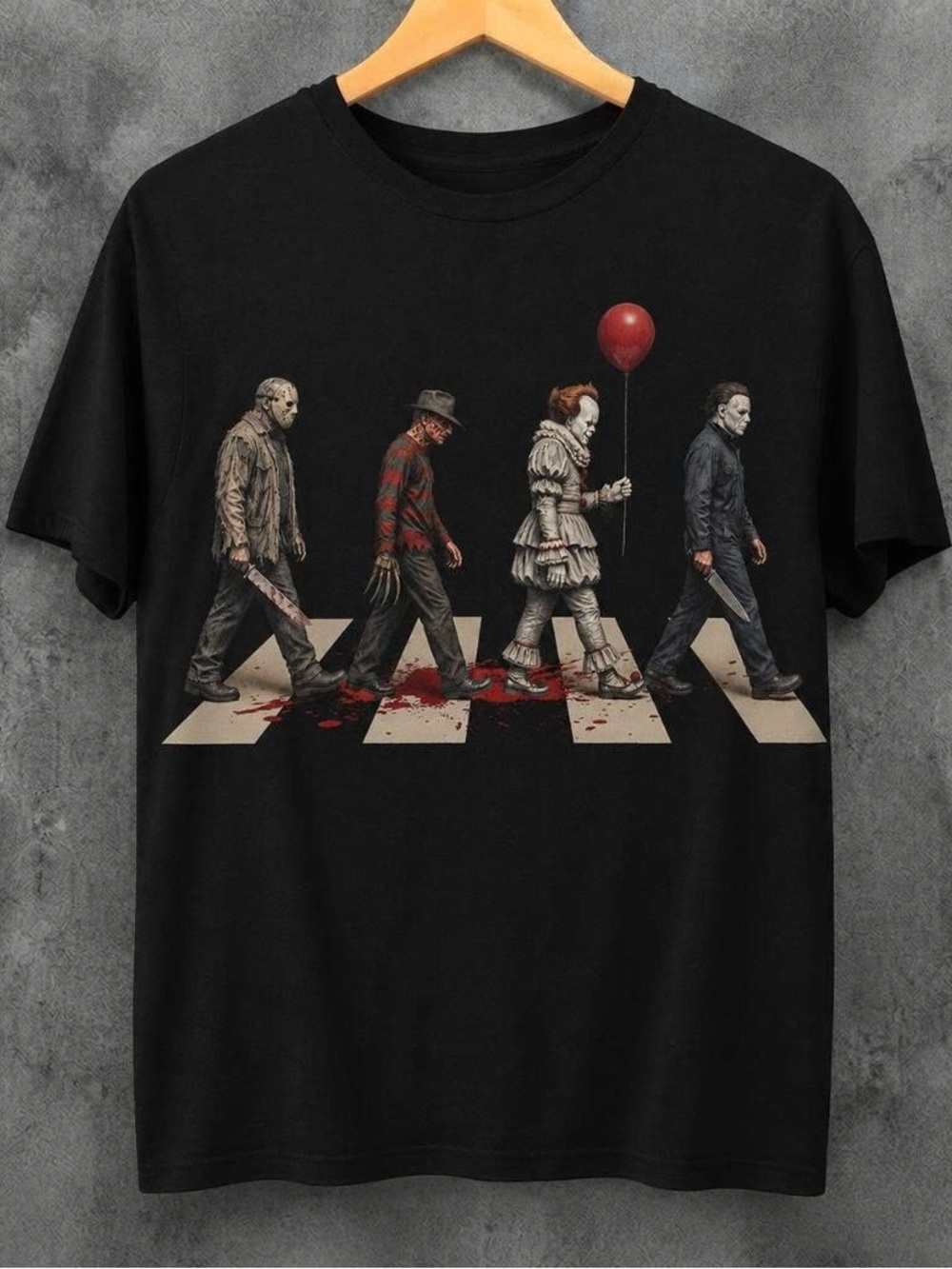 Black Graphic Horror Characters Tee - Men's Shirt